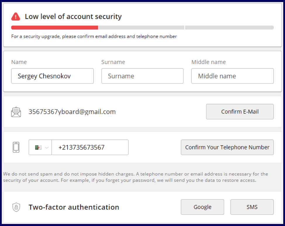 Pass verification on Olymptrade before make deposit