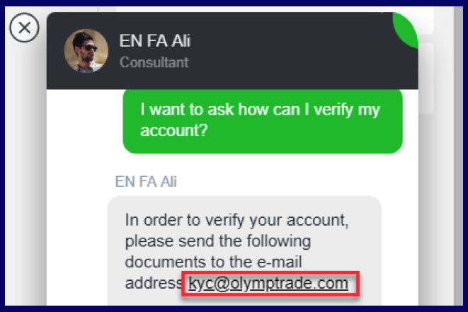Olymptrade account verification