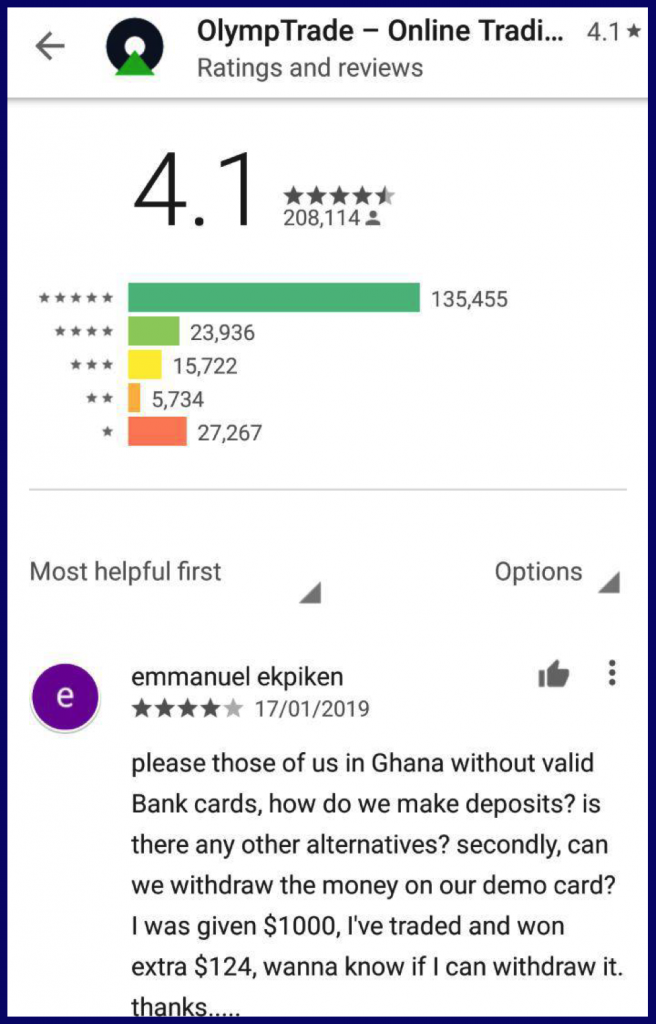 OlympTrade Android App Ratings