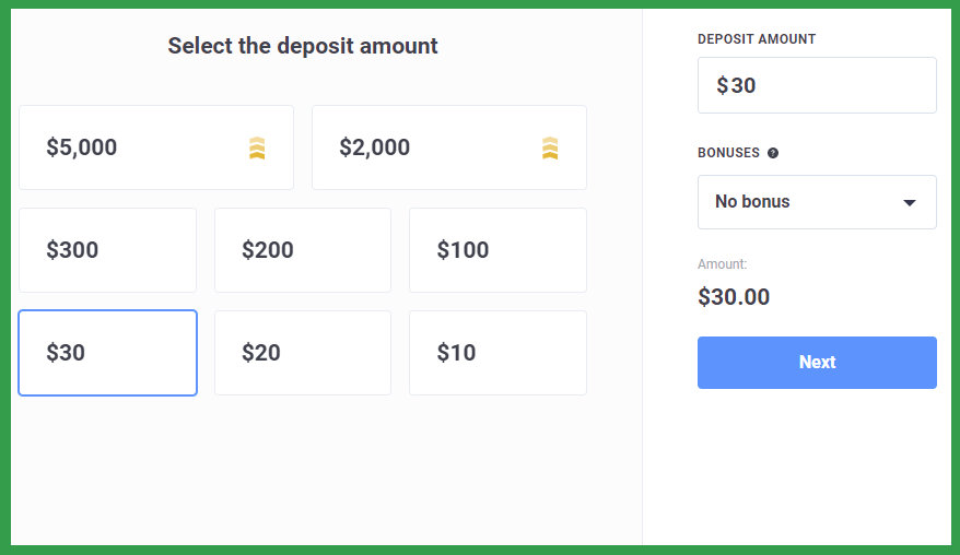 Olymptrade deposit money