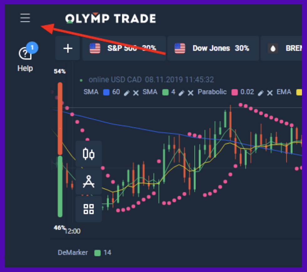 OlympTrade Menu button