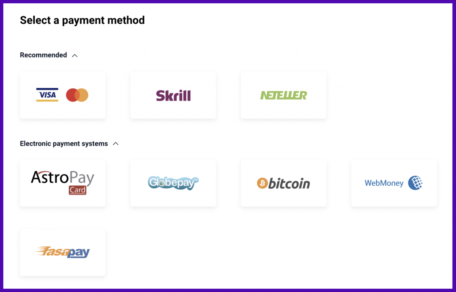 Pay trade. Neteller, Skrill, PAYPAL, Card. Electronic Funds withdrawal.