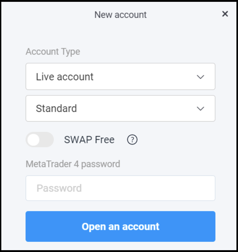 Set your MT4 password & SWAP free option OlympTrade